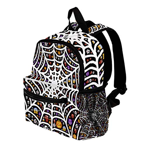 Mochila infantil con diseño de calavera y araña, para niños y niñas