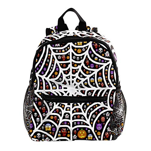 Mochila infantil con diseño de calavera y araña, para niños y niñas