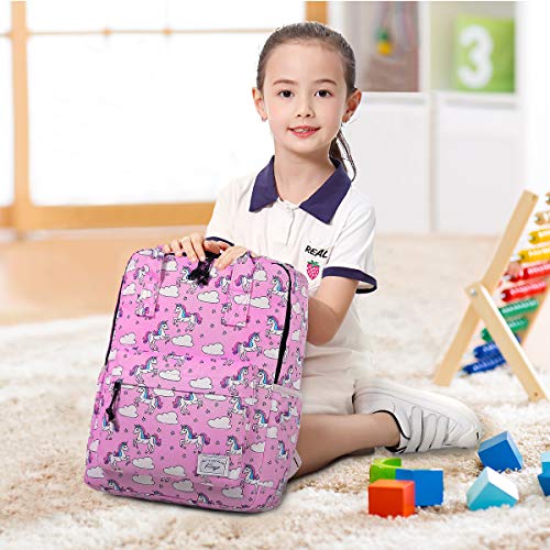 Mochila Niña Infantil, Kasgo Mochila Escuolar Niñas Mochila Preescolar Personalizada Lindo de Kindergarten con Correa Pecho Unicornio