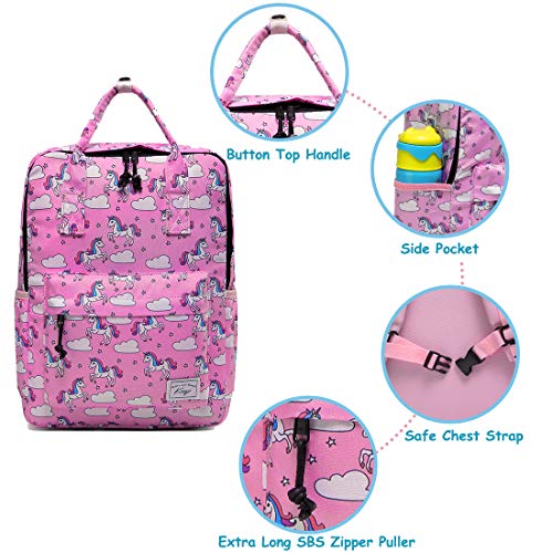 Mochila Niña Infantil, Kasgo Mochila Escuolar Niñas Mochila Preescolar Personalizada Lindo de Kindergarten con Correa Pecho Unicornio