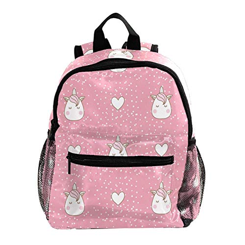 Mochila para Niñas Niños Bolsa de Escuelas Niños Librero Mujeres Casual Daypack Calaveras con Chile Pimienta Punto de nieve y caballo sobre fondo rosa. 25.4x10x30 CM/10x4x12 in