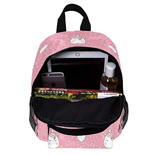 Mochila para Niñas Niños Bolsa de Escuelas Niños Librero Mujeres Casual Daypack Calaveras con Chile Pimienta Punto de nieve y caballo sobre fondo rosa. 25.4x10x30 CM/10x4x12 in