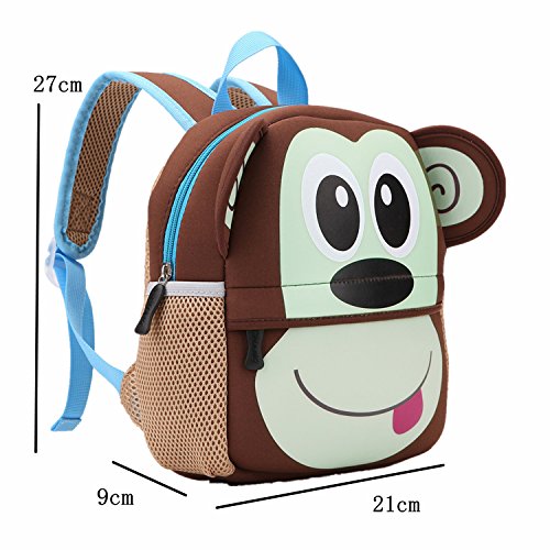 Mochila para niños, Animal Mochila Escolar TEAMEN® Toddler Kids Mochila Escolar para niños pequeños, Mochila para 2-5 años (Mono)