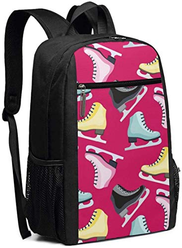 Mochila Unisex para Patinaje sobre Hielo, Multiusos, para la Escuela, para Llevar a la Escuela, para Ordenador portátil, 17 Pulgadas Patines de Hielo 7 Ice Skate 7