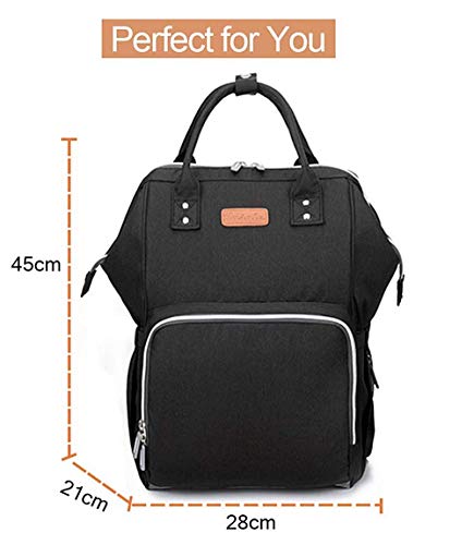 Mochilas para Pañales Biberones,Bolso del Bebé Mamá,Impermeable con Estilo Oxford Bolso Pañal de Gran Capacidad, con Portátil Cambiador y 2 Piezas Ganchos Carrito Bebé