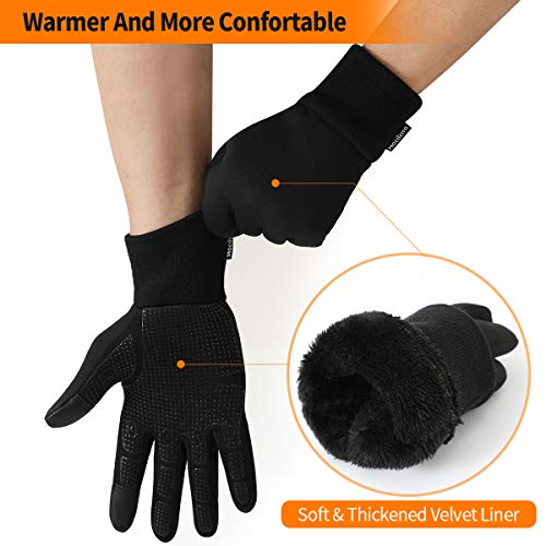 MOCOCITO Guantes Invierno Térmicos Hombre Mujer, Guantes Running Moto Bici Pantalla Táctil Cortavientos Repelente al Agua Ideal para Ciclismo,Conducir,Senderismo,usos Diarios etc