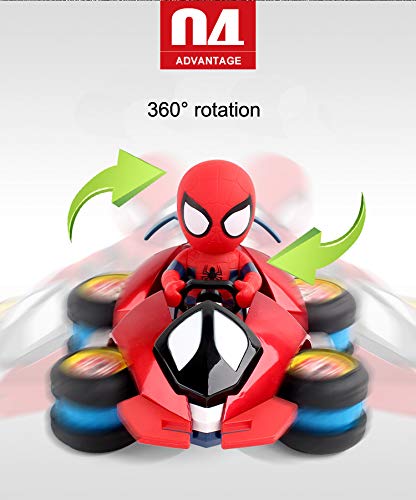 MODELTRONIC Coche RC superhéroes de Spiderman Giratorio Drifting Stunt Car 360º Marvel Oficial 2.4Ghz antivuelco M033