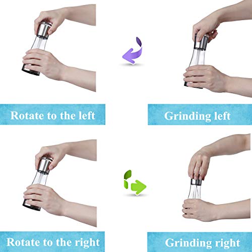 MOHOO - Molinillo de Sal y Pimienta Molinillo de Especias Manual Acero Inoxidable y Plástico Acrílico Mmolinillo de sal Adecuado para Semillas y Especias Secas y Duras