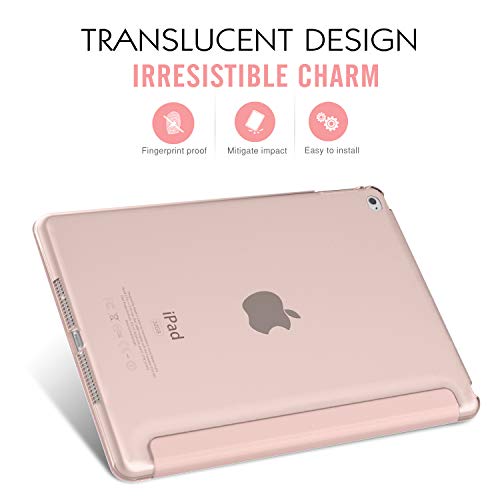 MoKo Compatible con iPad Air 2 Funda, Delgado y Ligero Protector con Magnética Función de Cargar/Par y Auto Sueño/Estela - Rosa Rosa