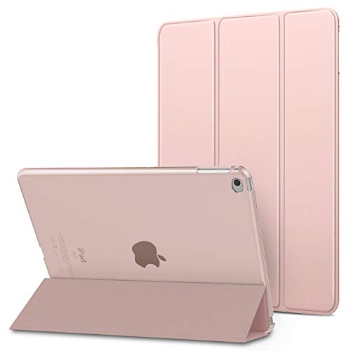 MoKo Compatible con iPad Air 2 Funda, Delgado y Ligero Protector con Magnética Función de Cargar/Par y Auto Sueño/Estela - Rosa Rosa