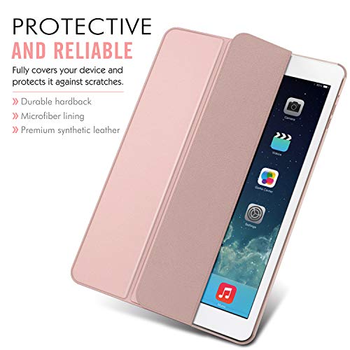 MoKo Compatible con iPad Air 2 Funda, Delgado y Ligero Protector con Magnética Función de Cargar/Par y Auto Sueño/Estela - Rosa Rosa