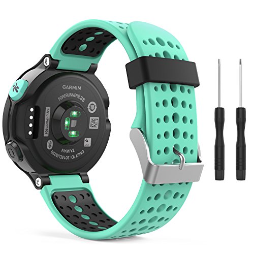 MoKo Forerunner 235/220 / 230/620 / 630/735 Correa - Reemplazo Suave Silicona Watch Band Deportiva Accessorios de Reloj Pulsera Ajustable con Cierre de Clip, Menta Verde & Negro