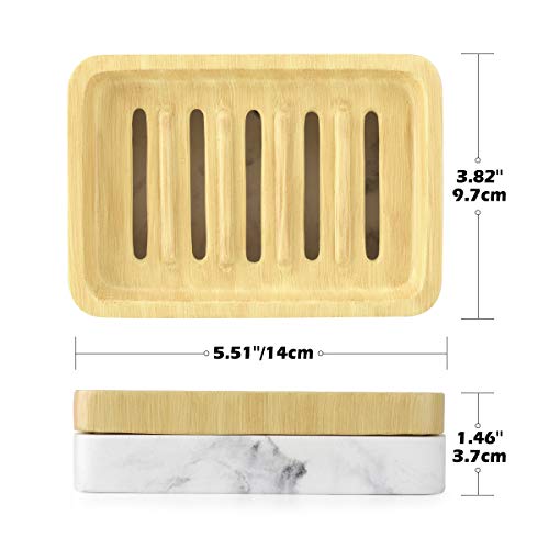 MoKo Soap Dish, Dual-Layer Resin Bar Soap Tray Container Box Case Holder with Detachable Slotted Draining Board Small Tray for Bathroom Kitchen Shower Bathtub Sinks Counter-Top - Blanco