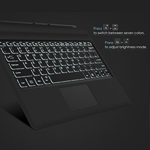 MoKo Surface Pro 7/6/4/3/Pro 2017 Teclado Inalámbrico Bluetooth - Ultra-Slim Wireless Keyboard (QWERTY) para Microsoft Surface Pro 6/4/3 Tableta/Panel Táctil 2 Botones, (NO Apta para Surface 3) Negro