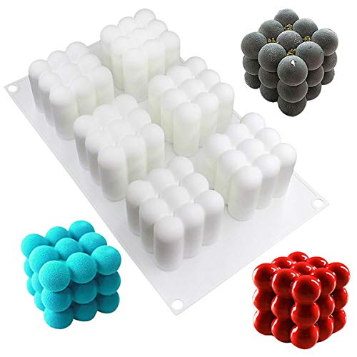 Molde Antiadherente de la Torta de Silicona - Forma de Cubo Estéreo Rubik Moldes de Silicone para Repostería Bizcocho, Muffin, Pudín, Jabon, Pastel, Pastelería