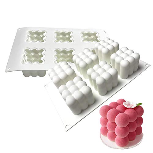 Molde Antiadherente de la Torta de Silicona - Forma de Cubo Estéreo Rubik Moldes de Silicone para Repostería Bizcocho, Muffin, Pudín, Jabon, Pastel, Pastelería