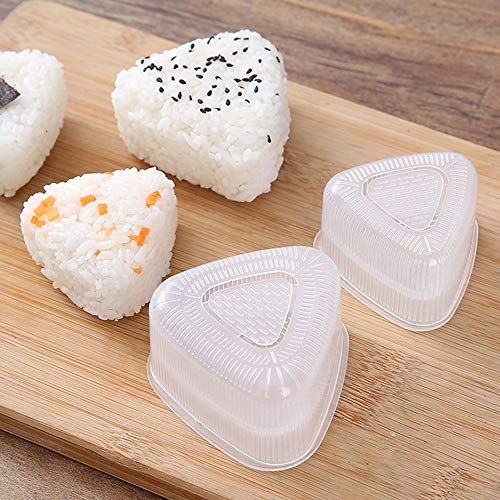 Molde de onigiri de 2 piezas IWILCS, molde de sushi para onigiri, juego de moldes de sushi, herramientas de sushi, máquina de bolas de arroz triangular de bricolaje, formadora de sushi triangular