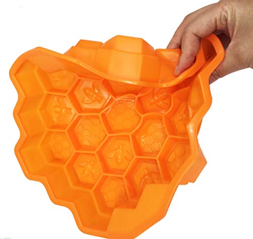 Molde de panal para tartas, 19 celdas, miel, abejas, jabón, cera de abejas, hielo, gelatina, chocolate, molde de silicona para tartas, color puede variar