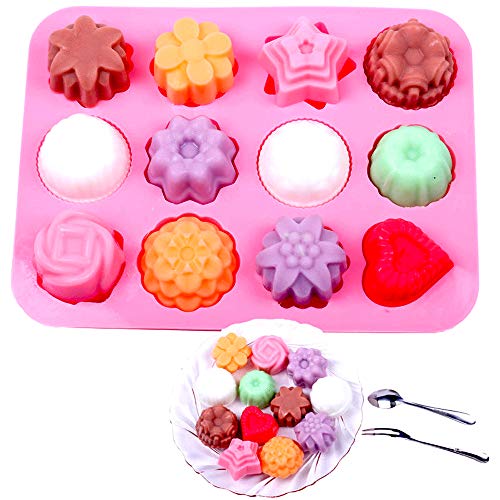 Molde de Pastel de Silicona Rosa 1 PZ Molde de Silicona para Fondant Flores, Moldes para Caramelos, Moldes para Bizcoletas Chocolates Cubos de Hielo gelatina Repostería Hornear Dulces Jabón Velas