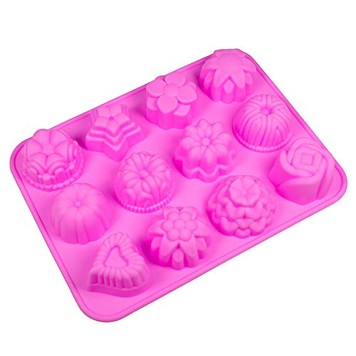 Molde de Pastel de Silicona Rosa 1 PZ Molde de Silicona para Fondant Flores, Moldes para Caramelos, Moldes para Bizcoletas Chocolates Cubos de Hielo gelatina Repostería Hornear Dulces Jabón Velas