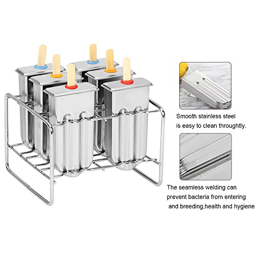 Molde de Popsicle del acero inoxidable de Baffect con el molde del molde del helado del sostenedor del palillo de 6
