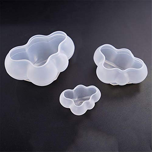 Molde de silicona 3D Cloud para fondant, chocolate, caramelo, jabón - Molde de bricolaje con forma de nube pudín Moldes de resina epoxi de cristal Herramienta de decoración de pasteles para hornear