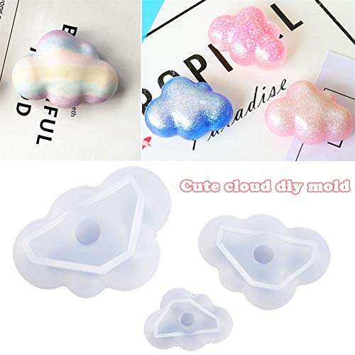 Molde de silicona 3D Cloud para fondant, chocolate, caramelo, jabón - Molde de bricolaje con forma de nube pudín Moldes de resina epoxi de cristal Herramienta de decoración de pasteles para hornear