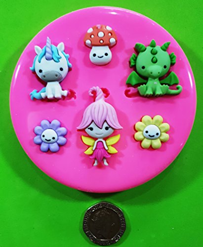 Molde de silicona para decoración de dulces, con forma de pequeños duendes y dragones de Fairie Blessings para decorar cupcakes, extraordinaria herrmienta para realizar glaseados