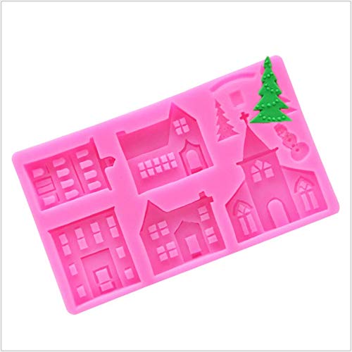 Molde de silicona para decoración de tartas de Anniup, castillo de Navidad, castillo de castillo, fondant,para decoración de pasteles y dulces, decoración de caramelos, arcilla polimérica y azúcar