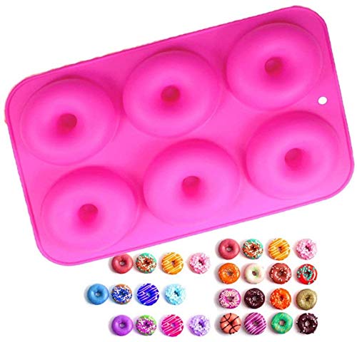 Molde de silicona YFOX, 2 moldes de donuts, 1 molde para gofres, bandeja antiadherente, silicona de calidad alimentaria, sin BPA, se pueden utilizar en hornos, microondas y frigoríficos.