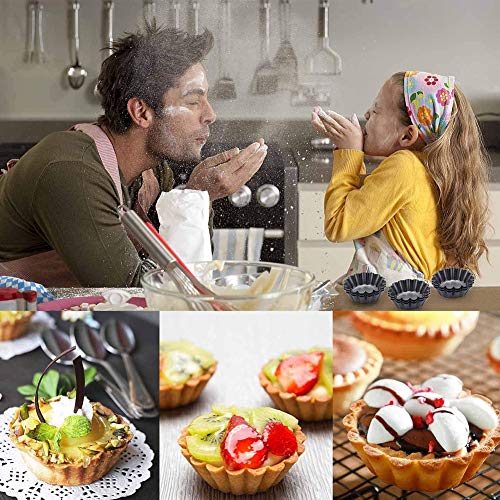 Molde de tarta de huevo - WENTS 10PCS Tarta de huevo Lata Cupcake Tarta redonda antiadherente Pan Pudín Tartaleta Molde Muffin Tazas para hornear