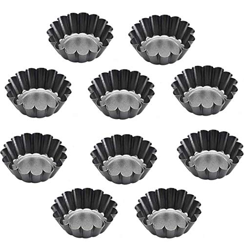 Molde de tarta de huevo - WENTS 10PCS Tarta de huevo Lata Cupcake Tarta redonda antiadherente Pan Pudín Tartaleta Molde Muffin Tazas para hornear