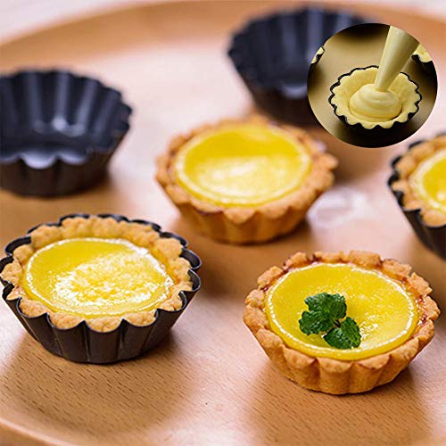 Molde de tarta de huevo - WENTS 10PCS Tarta de huevo Lata Cupcake Tarta redonda antiadherente Pan Pudín Tartaleta Molde Muffin Tazas para hornear