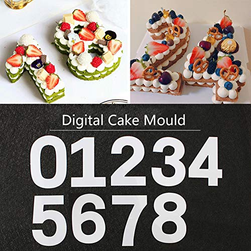 Molde para tartas con número grande de 0 a 8 números, herramienta de horneado para glaseado con capas, crema, frutas, tartas, bodas, cumpleaños, etc. 22cm12'' Numbers