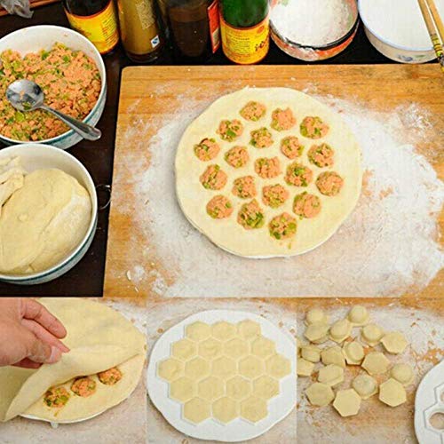 Moldeador de ravioles de plástico de 19 agujeros, moldeador de bolas de masa, moldeador de ravioles de pastel de bolas de masa Pelmeni, herramienta de pastelería para hornear, liviano, blanco