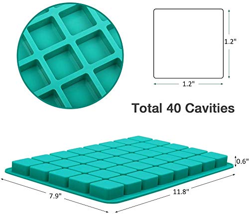 Moldes cuadrados de silicona para caramelos, molde de chocolate con caramelo de 40 cavidades para brownie trufas chocolate ganache gelatina y pralinas moldes para cubitos de hielo
