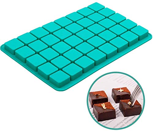 Moldes cuadrados de silicona para caramelos, molde de chocolate con caramelo de 40 cavidades para brownie trufas chocolate ganache gelatina y pralinas moldes para cubitos de hielo