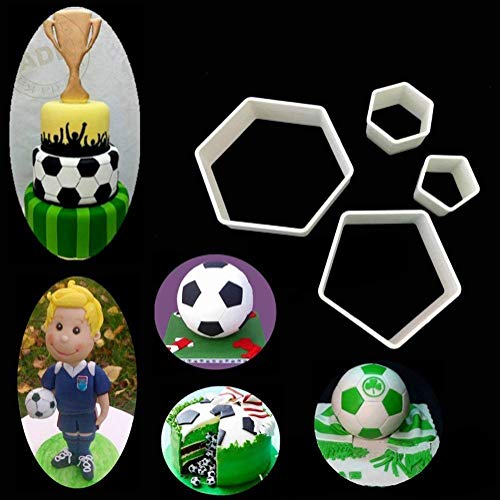 Moldes de fútbol para decoración de tartas, postres y postres, juego de 4 piezas, moldes de fondant de fútbol para manualidades