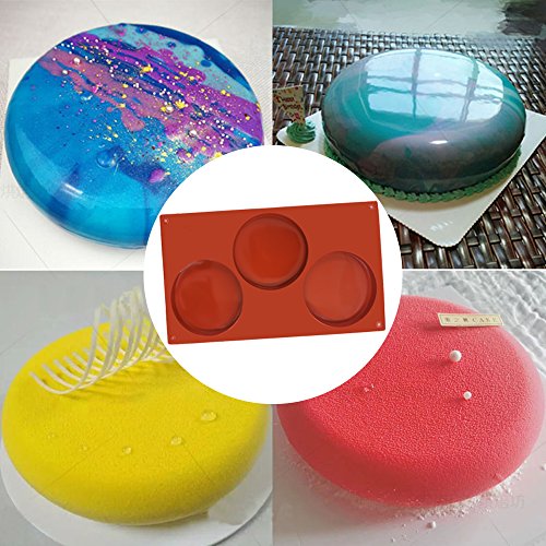 Moldes de silicona antiadherente, 3 unidades con 3 discos redondos grandes cada molde, para hornear tartas, repostería, fabricar jabones, de SourceTon.