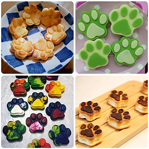 Moldes de silicona de 3 piezas Pata de perro cachorro y forma de hueso, bandejas de dulces de hielo reutilizables FineGood Bandejas para hornear, horno Apta para lavavajillas