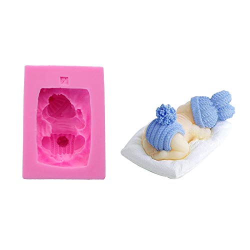 Moldes de silicona hechos a mano para jabón, diseño de bebé durmiendo, molde para decoración de tartas, molde para hornear