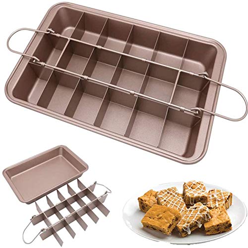 Moldes para Brownies, Molde para Tartas con separadores de 18 bandejas, Molde Pastel Pan Hornear antiadherente Molde Herramienta para tartas hornear Cocina