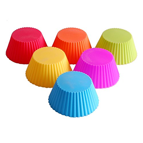 Moldes para cupcakes, 24 moldes de silicona reutilizables para magdalenas, tartas, helado y pudín (colores variados)