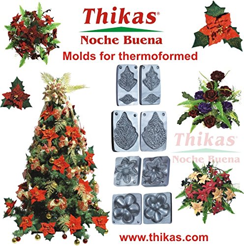 MOLDES PARA FLORES DE TERMOFORMADO THIKAS NAVIDAD (CHASKA) SET DE 4 PARES DE MOLDES