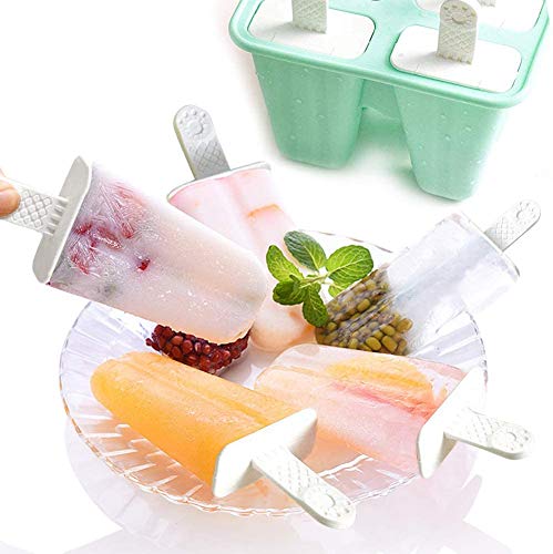 Moldes para Helados Silicona Moldes sin PBA para Hacer Helados Tipo Polo de Palo y Tipo Calipo con Embudo para Rellenar y Cepillito para Limpiar