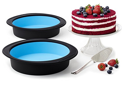 Moldes tartas bizcocho de silicona pastel reposteria horno quiche flan pasteles redondo Antiadherente 20 cm - Juego de 2 Moldes