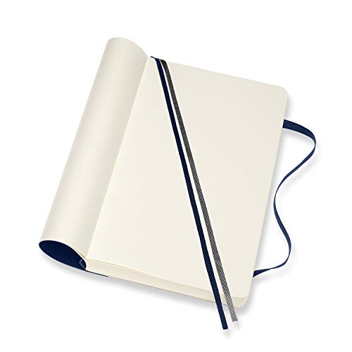 Moleskine - Cuaderno Clásico con Hojas en Blanco, Tapa Blanda y Cierre con Goma Elástica, Tamaño Grande 13 x 21 cm, Color Azul Zafiro, 400 Páginas