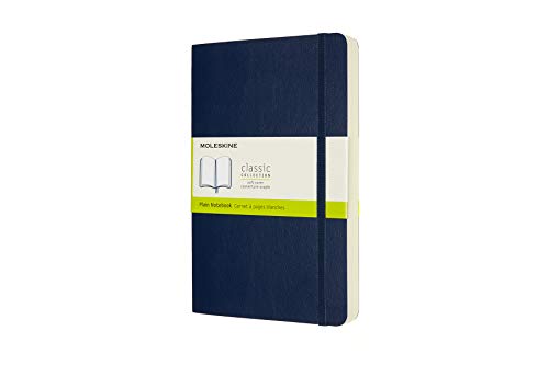 Moleskine - Cuaderno Clásico con Hojas en Blanco, Tapa Blanda y Cierre con Goma Elástica, Tamaño Grande 13 x 21 cm, Color Azul Zafiro, 400 Páginas