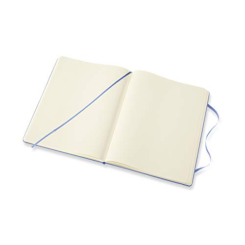 Moleskine - Cuaderno Clásico con Hojas en Blanco, Tapa Dura y Cierre con Goma Elástica, Tamaño XL 19 x 25 cm, Color Azul Hortensia, 192 páginas