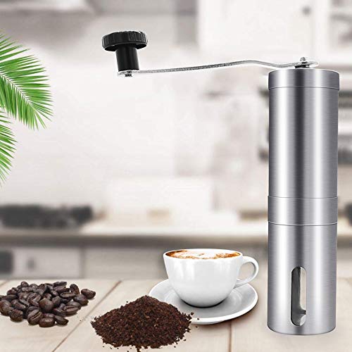 Molinillo de Café Manual, molinillo de café de acero inoxidable con rebabas cónicas de cerámica ajustables, molino de café de mano portátil Ideal para el hogar, la oficina, el exterior, los viajes